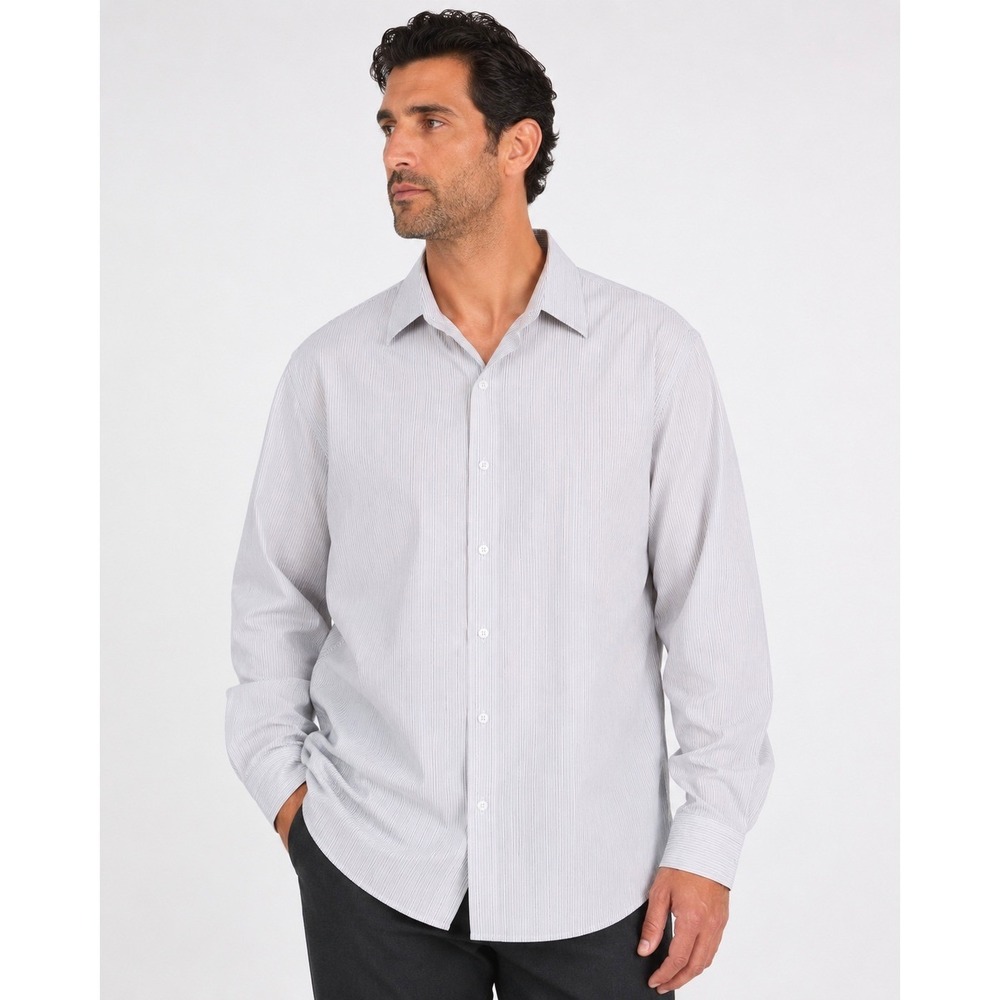 Robert Graham Mens 2XL Striped Button Down Shirt Long Sleeve Gray White